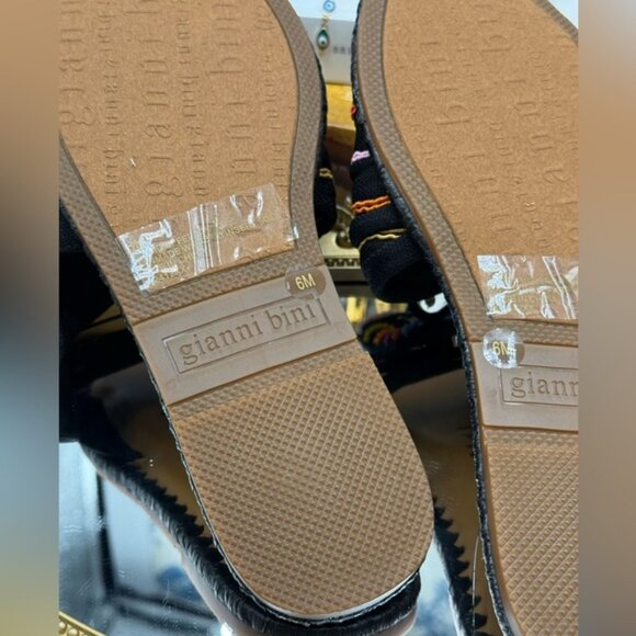 🆕 GIANNI BINI 🧿 NWOB JaxsonTwo Black & Rainbow Striped Linen Slide Sandal, Sz6 - Picture 14 of 15